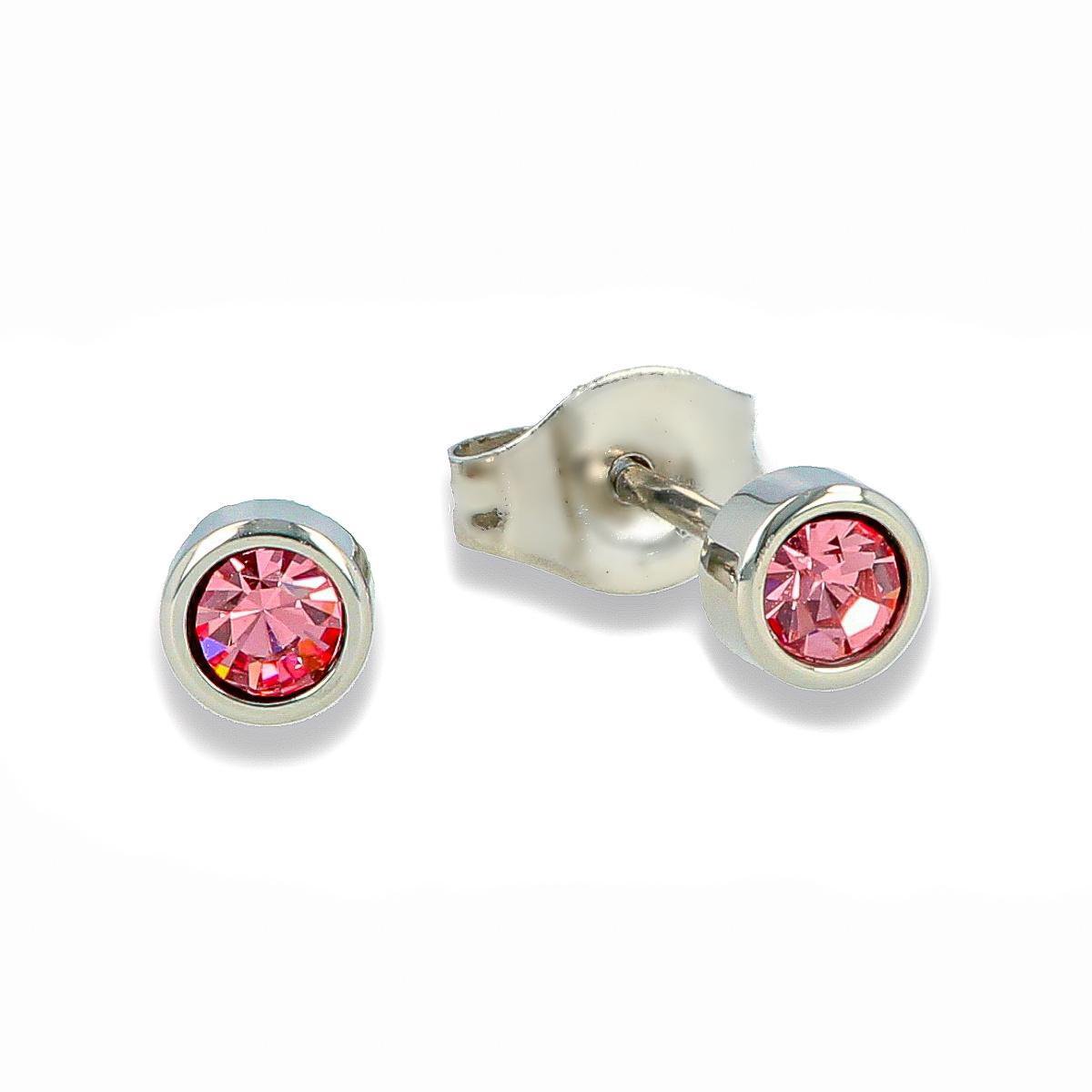 My Bendel zilveren oorbel met roze zirkonia - Zilveren oorbellen met roze zirkonia steen - Met luxe cadeauverpakking