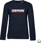 Subprime - Dames Sweaters Sweater Stripe Navy - Blauw - Maat L