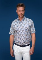 GCM heren blouse kaki/blauw print KM - maat XL