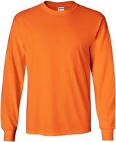 Gildan Heren Effen Bemanningsleden Hals Ultra Katoen Lange Mouw T-Shirt (Veiligheid Oranje)