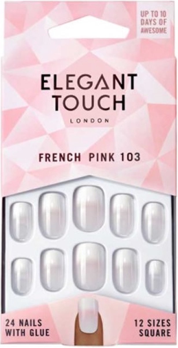 Elegant Touch Natural French Pink 103 Medium - Press on nails - Plaknagels - Nepnagels - 24 stuks - Beste Kwaliteit