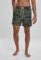 Urban Classics Zwemshorts -M- Paisley Zwart/Groen