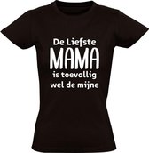 De liefste mama is wel de mijne Dames t-shirt | moederdag | oma | moeder | grappig | cadeau | Zwart