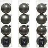 16x stuks kerstballen antraciet (warm grey) van glas 10 cm - mat/glans - Kerstversiering/boomversiering