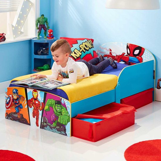 Marvel Super-héros - Lit pour enfants avec espace de rangement sous le lit