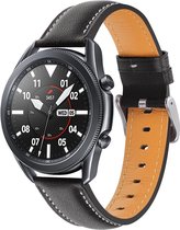 Bandje klassiek leer zwart geschikt voor Samsung Galaxy Watch 45-46mm en Gear S3