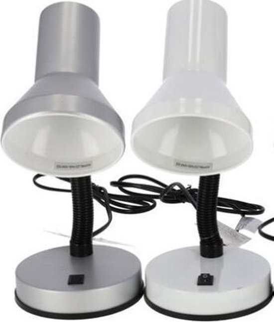 Gerim Bureaulamp - zilverkleurig - 13 x 10 x 30 cm - Buigbare leeslampen/ tafellampen