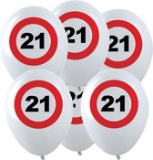 12x Ballons d'anniversaire Age avec panneau stop 21 ans imprimé 28 cm