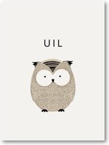 Schattige Uil - A4 Poster Staand - 21x30cm - Besteposter - Minimalist - Dieren - Kinderen - Kinderkamer