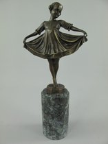Bronzen beeld - Danseres - Meisje sculptuur - 32 cm hoog