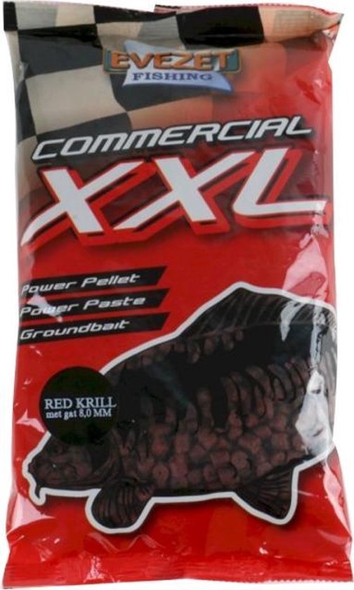 Foto: Evezet commercial xxl red krill met gat 8 0mm 900g rood