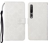 Voor Xiaomi Mi 10 5G Etnische stijl Reliëfpatroon Horizontale flip lederen tas met houder & kaartsleuven & portemonnee & lanyard (wit)