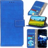 Voor iPhone SE 2020 Crocodile Texture Horizontale Flip Leather Case met houder & kaartsleuven & portemonnee (blauw)