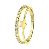 Lucardi - Meisjes - Kinder ring met plating - Ster - Zirkonia - Cadeau - Echt Zilver - Goudkleurig
