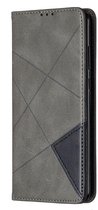 Huawei Y6p Hoesje - Mobigear - Rhombus Slim Serie - Kunstlederen Bookcase - Grijs - Hoesje Geschikt Voor Huawei Y6p