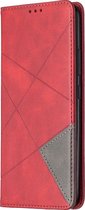 Realme C11 (2020) Hoesje - Mobigear - Rhombus Slim Serie - Kunstlederen Bookcase - Rood - Hoesje Geschikt Voor Realme C11 (2020)