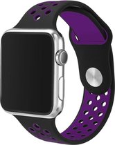 Mobigear Active Siliconen Bandje Geschikt voor Apple Watch Series 7 (41 mm) - Zwart / Paars