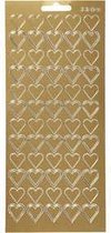 Stickers, vel 10x23 cm, goud, harten, 1vel