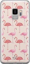 Samsung Galaxy S9 siliconen hoesje - Flamingo - Soft Case Telefoonhoesje - Roze - Print