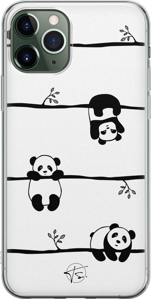 iPhone 11 Pro Max hoesje - Panda - Soft Case Telefoonhoesje - Print - Zwart