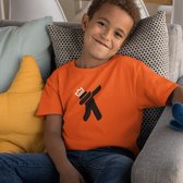 Oranje EK WK & Koningsdag T-Shirt Kind Dab King (7-8 jaar - MAAT 122/128) | Oranje kleding & shirts | WK Feestkleding