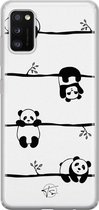 Samsung Galaxy A41 siliconen hoesje - Panda - Soft Case Telefoonhoesje - Zwart - Print