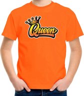 Oranje Koningsdag Queen t-shirt voor kinderen/ meisjes 110/116