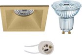 OSRAM - LED Spot Set - Parathom PAR16 927 36D - Luxino Pollon Pro - GU10 Fitting - Dimbaar - Inbouw Vierkant - Mat Goud - 5.5W - Warm Wit 2700K - Verdiept - 82mm