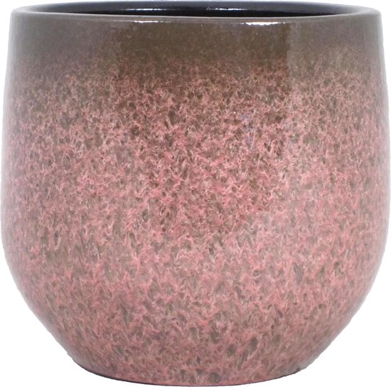 Keramiek aardewerk bloempot van H25 x D27 cm in het een oud roze flakes  motief-... | bol.com
