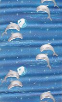 Ikado  Antislipmat op maat, dolfijnen blauw  65 x 550 cm