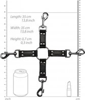 4-way Leather Hogtie Cross - Black - Bondage Toys
