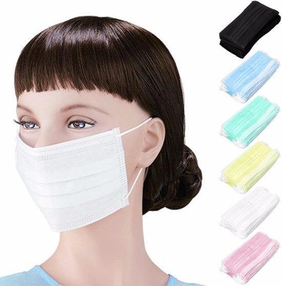 Mondmaskers met elastiek 3 laags 50 stuks Wit | Medisch mondkapje |  Stofmasker | bol.com