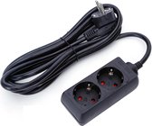 Verlengsnoer - Aigi Hambu - 3680W - 2 Stopcontacten - 3 Meter - Zwart | Nederland - BSE