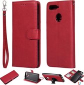 Voor Huawei Y6 (2018) / Honor 7A effen kleur horizontale flip beschermhoes met houder & kaartsleuven & portemonnee & fotolijst & lanyard (rood)