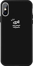 Voor iphone xs / x kleine vis patroon kleurrijke frosted tpu telefoon beschermhoes (zwart)