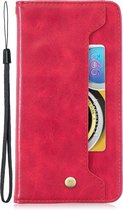 Voor Huawei Y9 2018 koperen gesp nappa textuur horizontale flip lederen tas, met houder en kaartsleuven en portemonnee (rood)