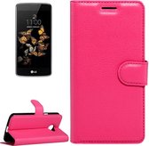 Voor LG K5 Litchi Texture horizontale flip lederen tas met magnetische gesp & houder & kaartsleuven & portemonnee (magenta)