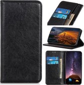 Voor LG K61 Magnetische Crazy Horse Texture Horizontale Flip Leather Case met houder & kaartsleuven & portemonnee (zwart)