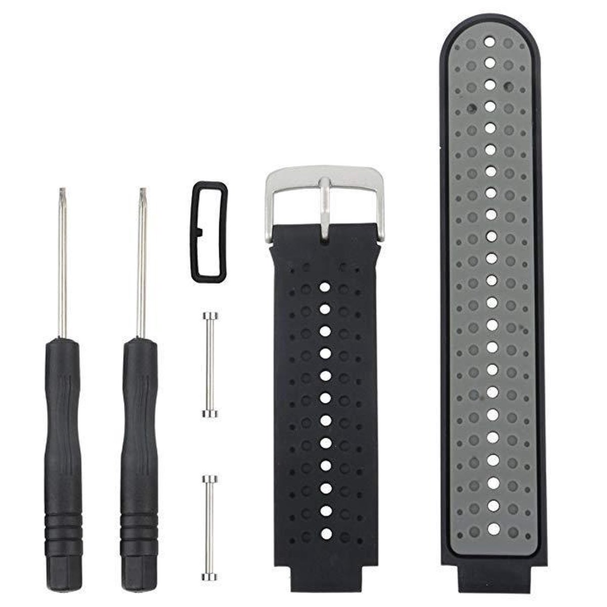Tweekleurige siliconen sportpolsband voor Garmin Forerunner 230/235/620/630 / 735XT (zwartgrijs)