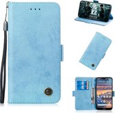 Voor Nokia 4.2 retro horizontale flip pu lederen tas met kaartsleuven en houder (blauw)