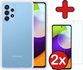 Samsung A52 Hoesje Transparant Siliconen Case Met 2x Screenprotector - Samsung Galaxy A52 Hoes Silicone Cover Met 2x Screenprotector - Transparant