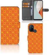 Wallet Book Case OnePlus Nord N100 Telefoonhoesje Batik Orange