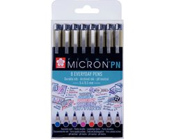 foto van Sakura Pigma Micron PN-set 8 verschillende kleuren