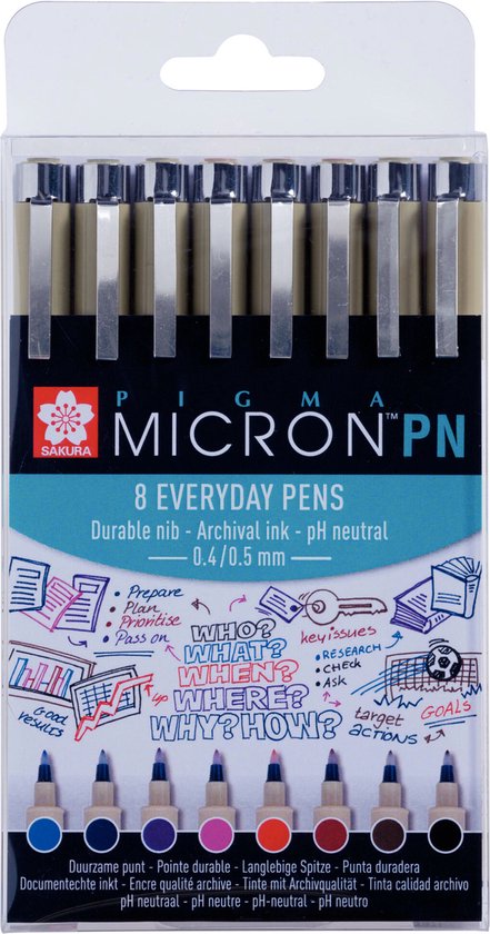 Foto: Sakura pigma micron pn set 8 verschillende kleuren