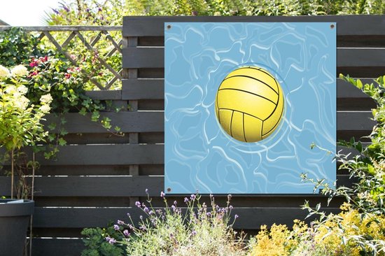 Foto: Muurdecoratie buiten een illustratie van een waterpolo bal 160x120 cm tuindoek buitenposter