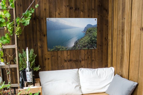 Photo aérienne des rives du lac de Garde affiche de jardin 90x60 cm - Toile de jardin / Toile d'extérieur / Peintures d'extérieur (décoration de jardin)