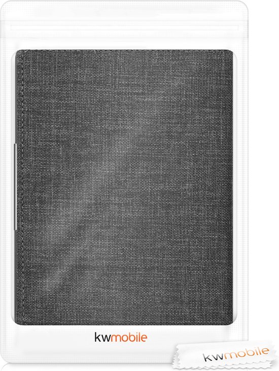 kwmobile hoes geschikt voor Kobo Glo HD / Touch 2.0 - Stoffen beschermhoes voor e-reader in donkergrijs van Merkloos — afbeelding 2