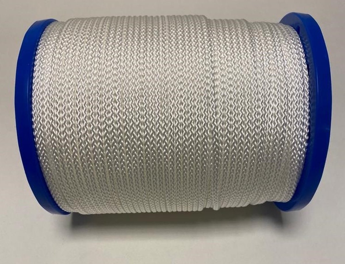 Rondgevlochten polypropyleenkoord 4mm, per bobijn 250m - wit