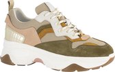 oxmox Groene leren chunky sneaker - Maat 41