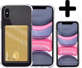 Hoes voor iPhone Xs Hoesje Pasjeshouder Case Met Screenprotector - Hoes voor iPhone Xs Pasjeshouder Card Case Hoesje Met Screenprotector - Transparant